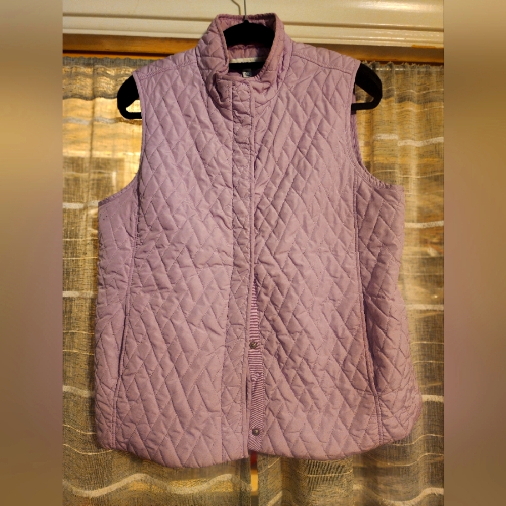 Croft & Barrow Diamond Quilted Puffer Vest Lilac Size XL Like New